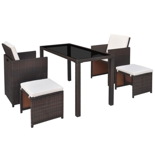 

Outdoor Dining Set 11 Pieces Brown Poly Rattan