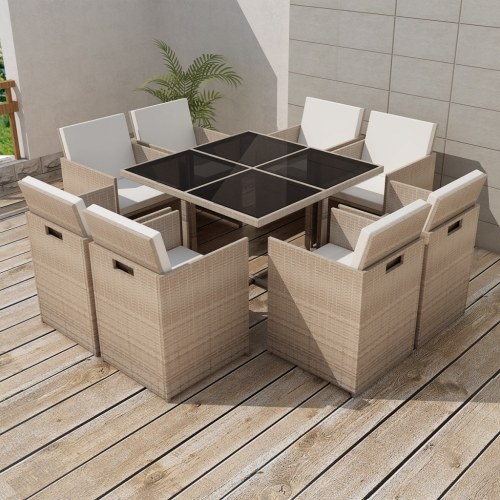 

Garden set 25 pieces gray / beige poly rattan
