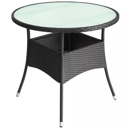 Outdoor Table Poly Rattan 23.6 "x29" Preto