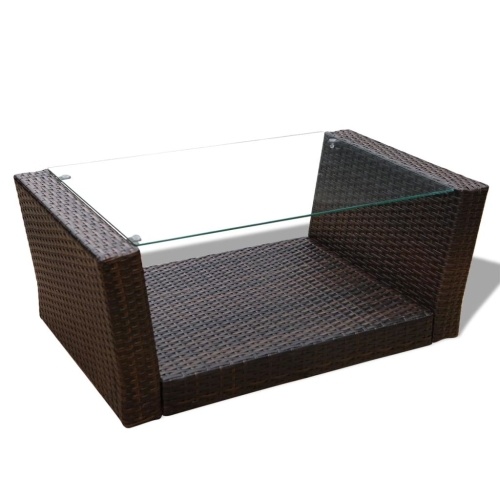 Set of outdoor sofas 10 pieces of brown rattan