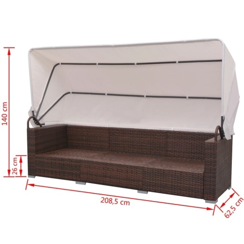 

Garden furniture with hood 23 pieces of brown rattan