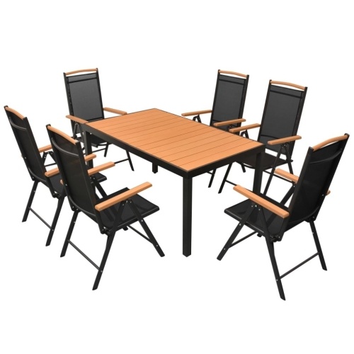 

7 Piece Outdoor Dining Set Aluminum WPC