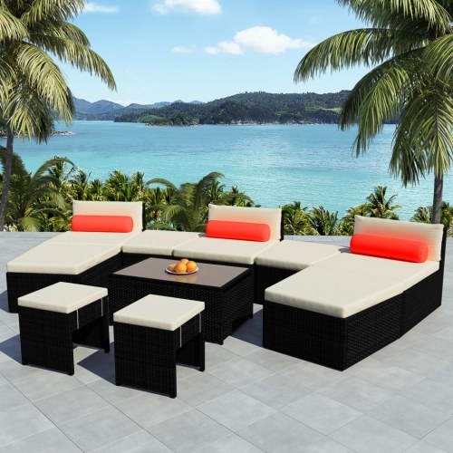 

Modular Garden Lounge Set 25 Pieces Poly Rattan Black