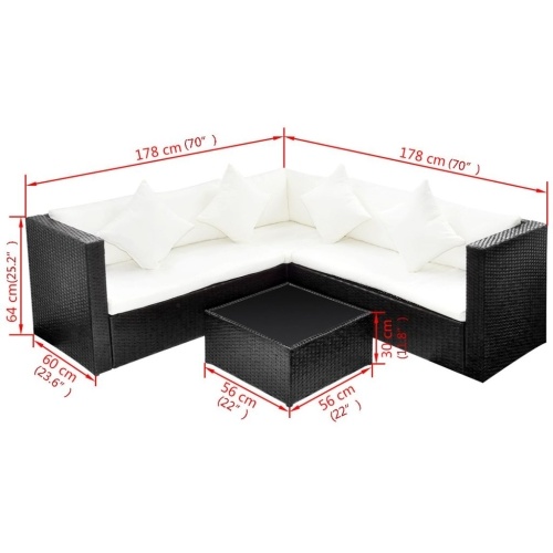 

Synthetic black rattan garden furniture set 17 pieces