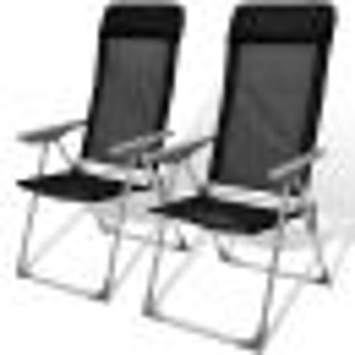 

Aluminum camping chairs 2 units black 56x60x112 cm