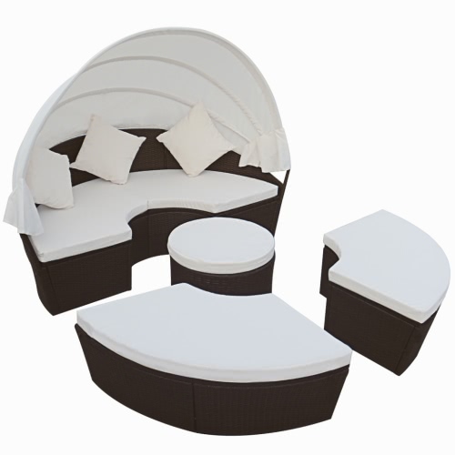 

Set outdoors bed Ratan Rotondo with Sun Canopy Brown