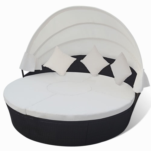 

Set outdoors bed Ratan Rotondo with Sun Canopy Black