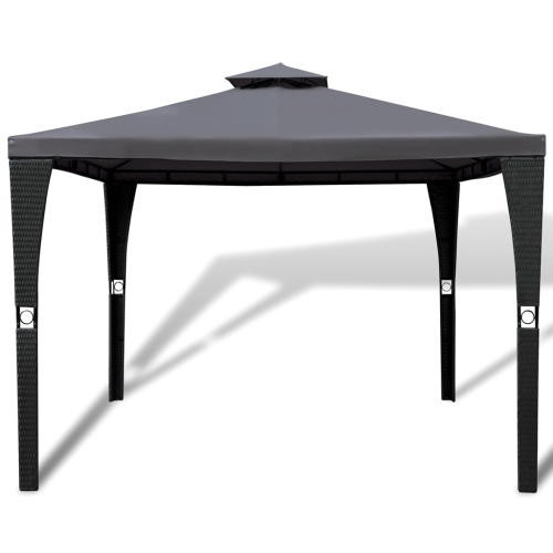 

Gazebo Polirattan with Roof Dark gray 3 x 3 m