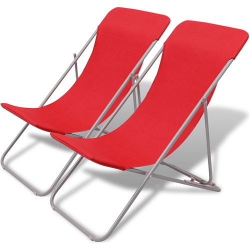 

September 2 pcs of red folding beach chair