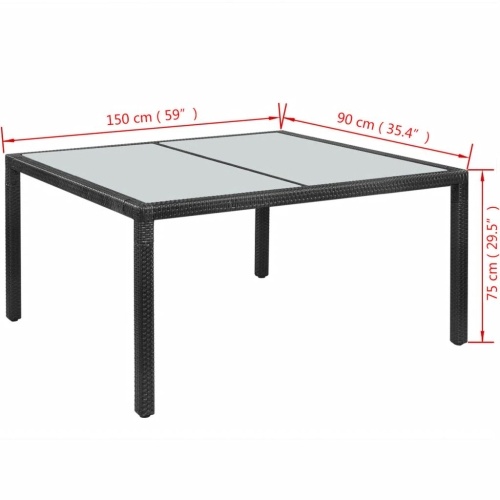 

Polirattan 150x90x75 Черный сад Обеденный стол