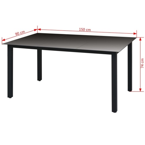 

Обеденный стол для садового стекла Алюминий 150x90x74 см Черный