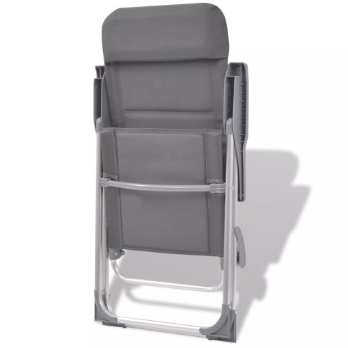 

2 Pcs Aluminum Camping Chairs Gray 56x60x112 cm