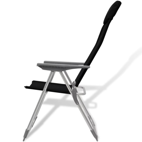 

2 Pcs Black Aluminum Camping Chairs 56x60x112 cm