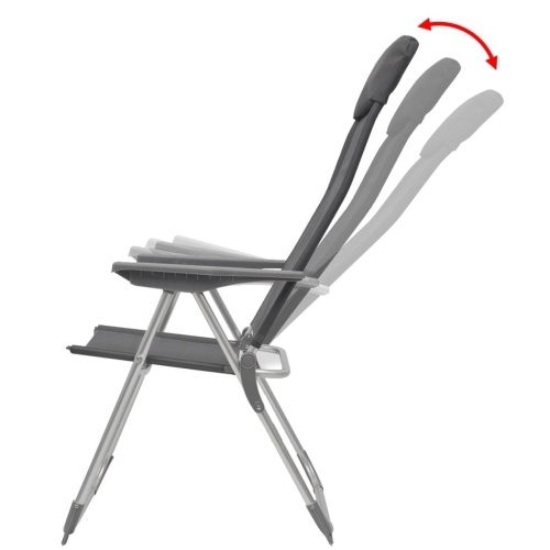 

4 Pcs Gray Aluminum Camping Chairs 56x60x112 cm