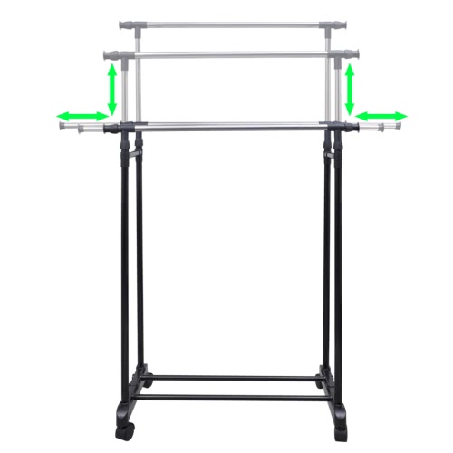 

Adjustable Clothes Rack 4 Castors 2 Hanging Rails