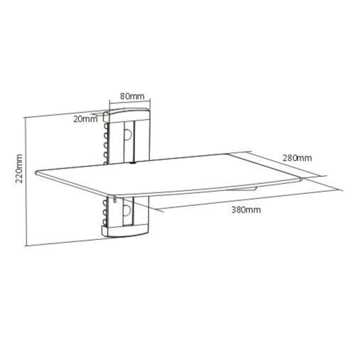 

1-tier Wall Mounted Glass DVD Shelf Black