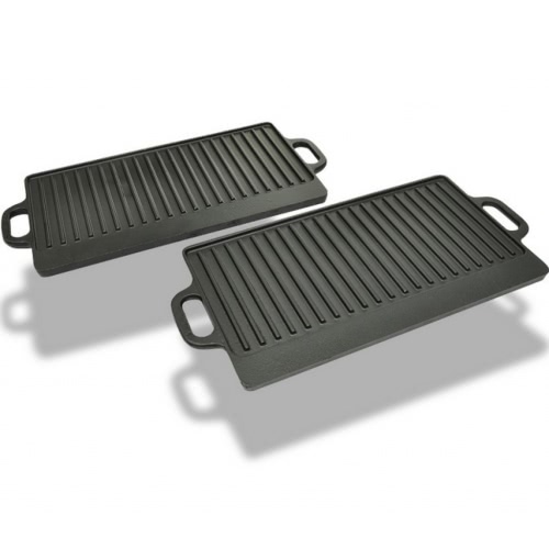 

Set of 2 BBQ/Pizza Platter Grill Plate Cast Iron Rever
