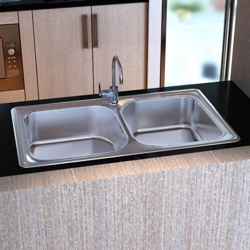 Kitchen Sink Stainless Steel Square With Drain Double