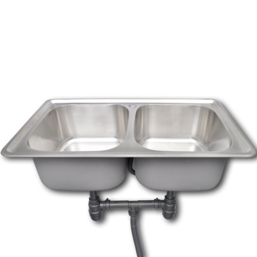 

Sink double square for exhaust with stainless steel kitchen