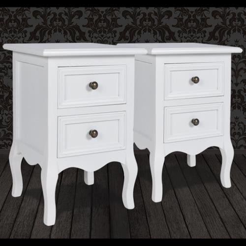 

Set of 2 White Two-drawer Nightstands