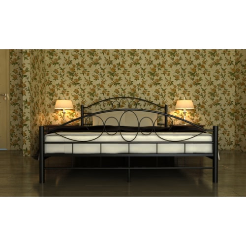 Cama de metal 180 x 200 cm Negro curvo