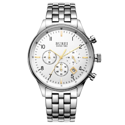 BUREI luxe merk horloges mannen mode quartz horloge