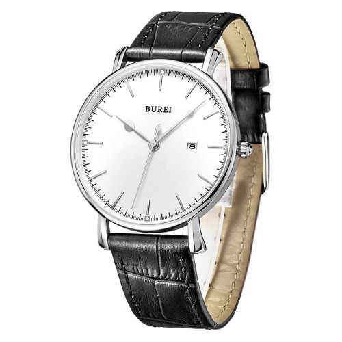 BUREI Luxury Brand Genuine Leather Quartz Men Watches