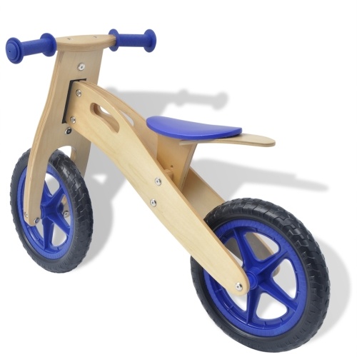 

blue wooden balance bike