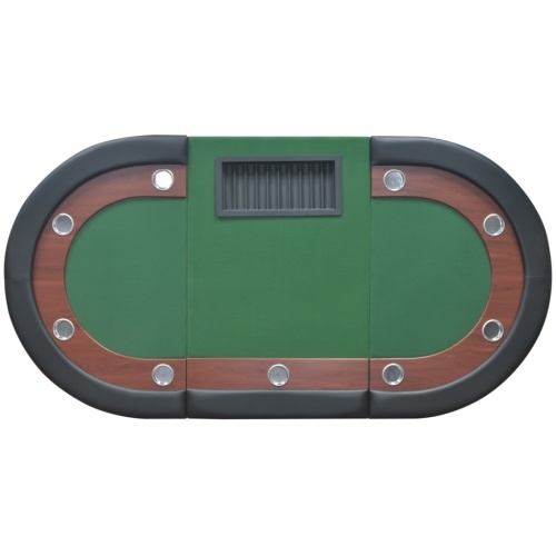 

10-Player Poker Table with Dealer Area and Chip Tray Green