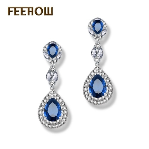 

FEEHOW long drop-shaped zircon earrings