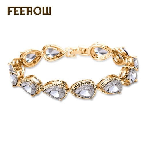 FEEHOW Europe and America heart-shaped water drops ladies AAA zircon bracelets
