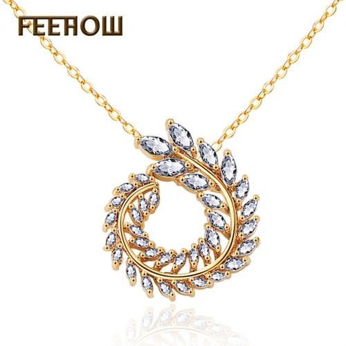 

FEEHOW оставляет оливковое ветвь ожерелья