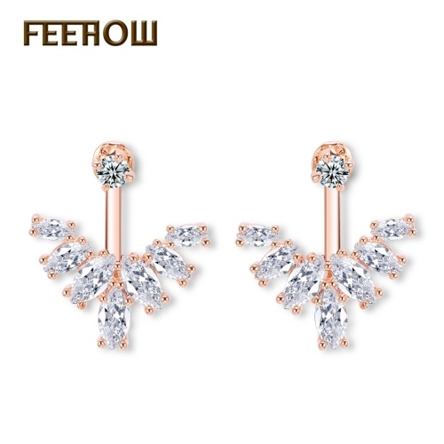 

Zircon simple leaves after hanging temperament earrings