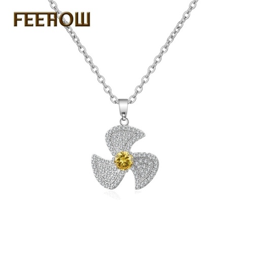 

new Korean fashion maple leaf fan clavicle chain inlaid crystal zircon necklace pendant