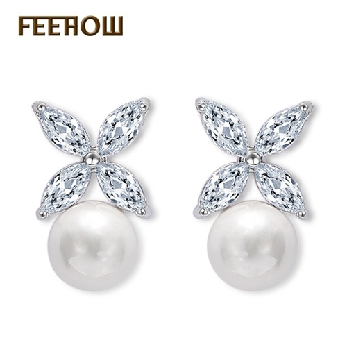 FEEHOW pearl earrings Korean version of the wind