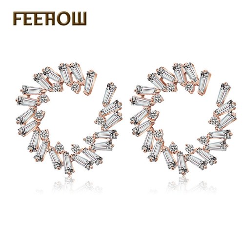 

2017 new micro inlaid zircon earrings C-shaped earrings