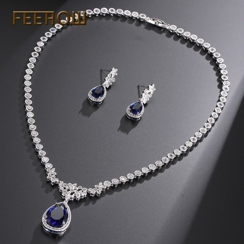 

Water Drop Flower Ornament Necklace Earrings Set