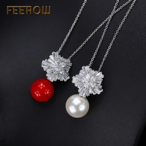 

Korean version of the simple snowflake pearl necklace