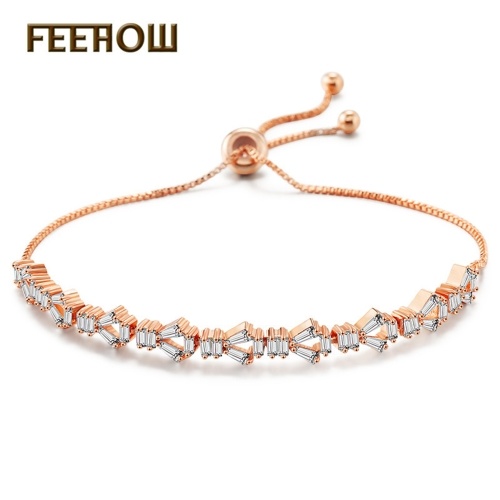 FEEHOW triangle zircon zipper adjustable bracelet