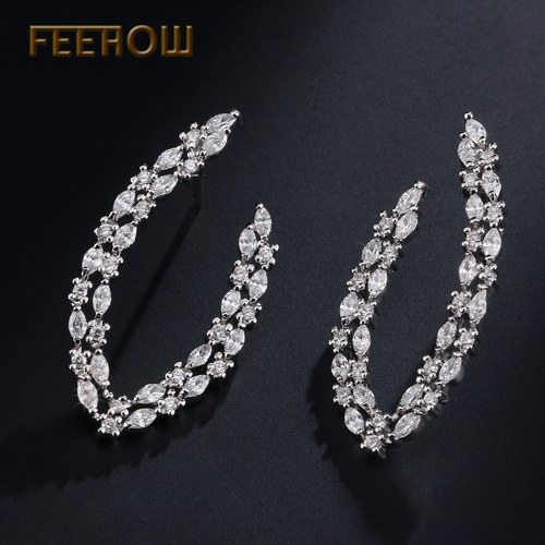 FEEHOW nouvelle mode boucles d'oreilles en queue d'aronde diamants