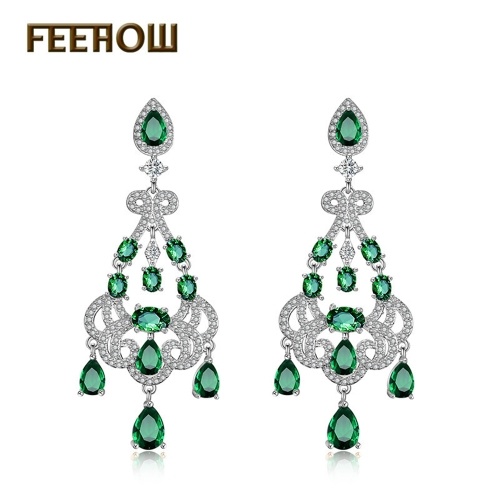 

FEEHOE smooth open hand-made fine zircon earrings