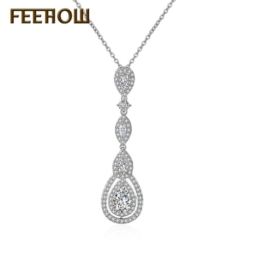 

FEEHOW длинное золотое ожерелье из циркона AAA