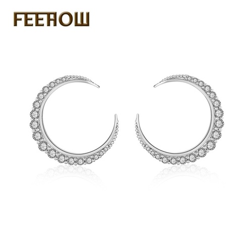 

FEEHOW Creative Semi-circular Moon Stud Earrings