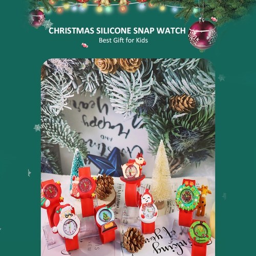 

Kids Watch Silicone Slap Bracelet Christmas Wristwatch Quartz Cartoon Toy Watches Gifts for Little Child Kids