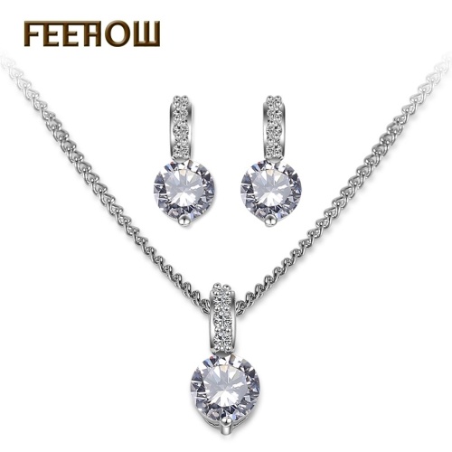 

fashion simple AAA zircon jewelry set necklace earrings