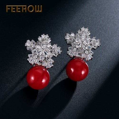 

FEEHOW Манджу Снежинки Жемчужные серьги