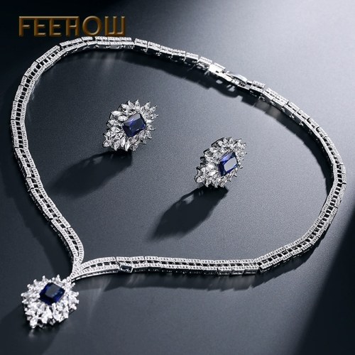 

FEEHOW European and American micro-inlaid zircon necklace set