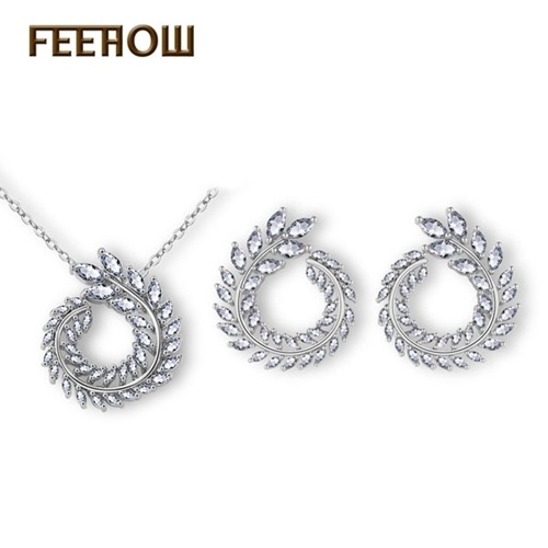 

Simple fashion leaf earrings necklace two-piece suit