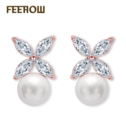 

FEEHOW pearl earrings Korean version of the wind