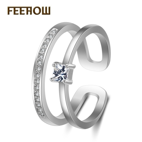 

2017 new creative zircon plated platinum ring